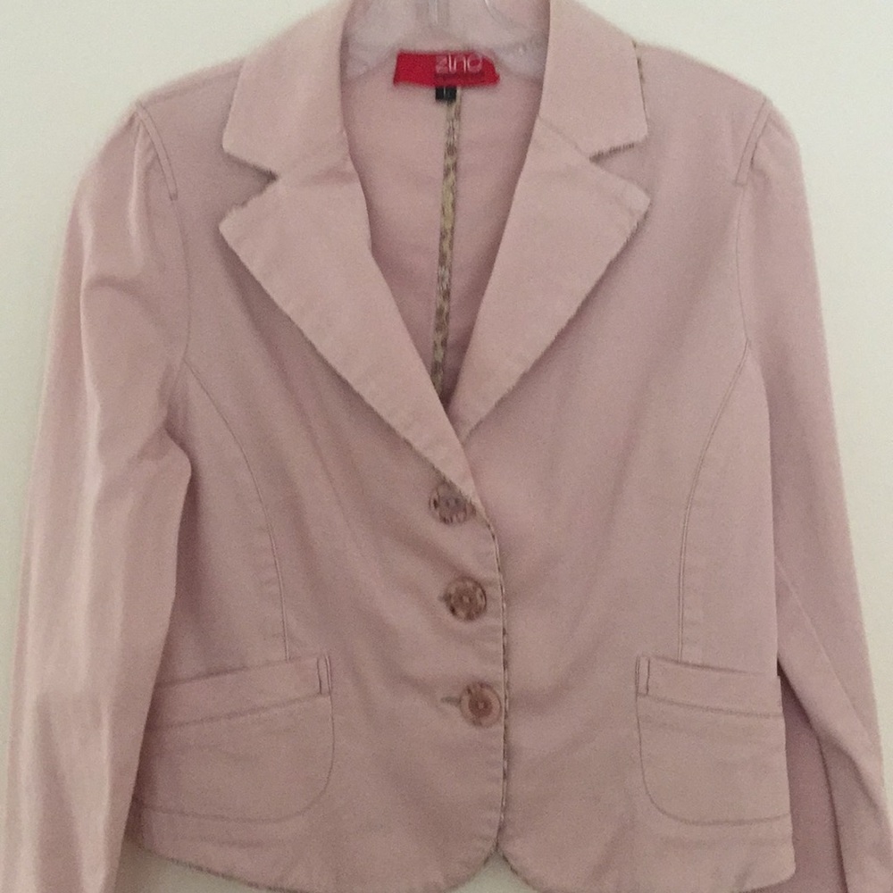 Spring Blazer Jacket, Cotton, Pink - image 1